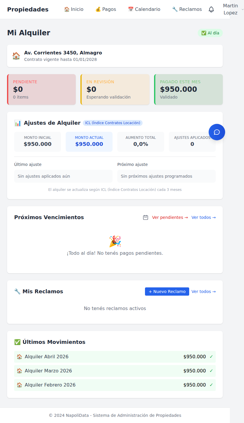 Portal del inquilino - Dashboard