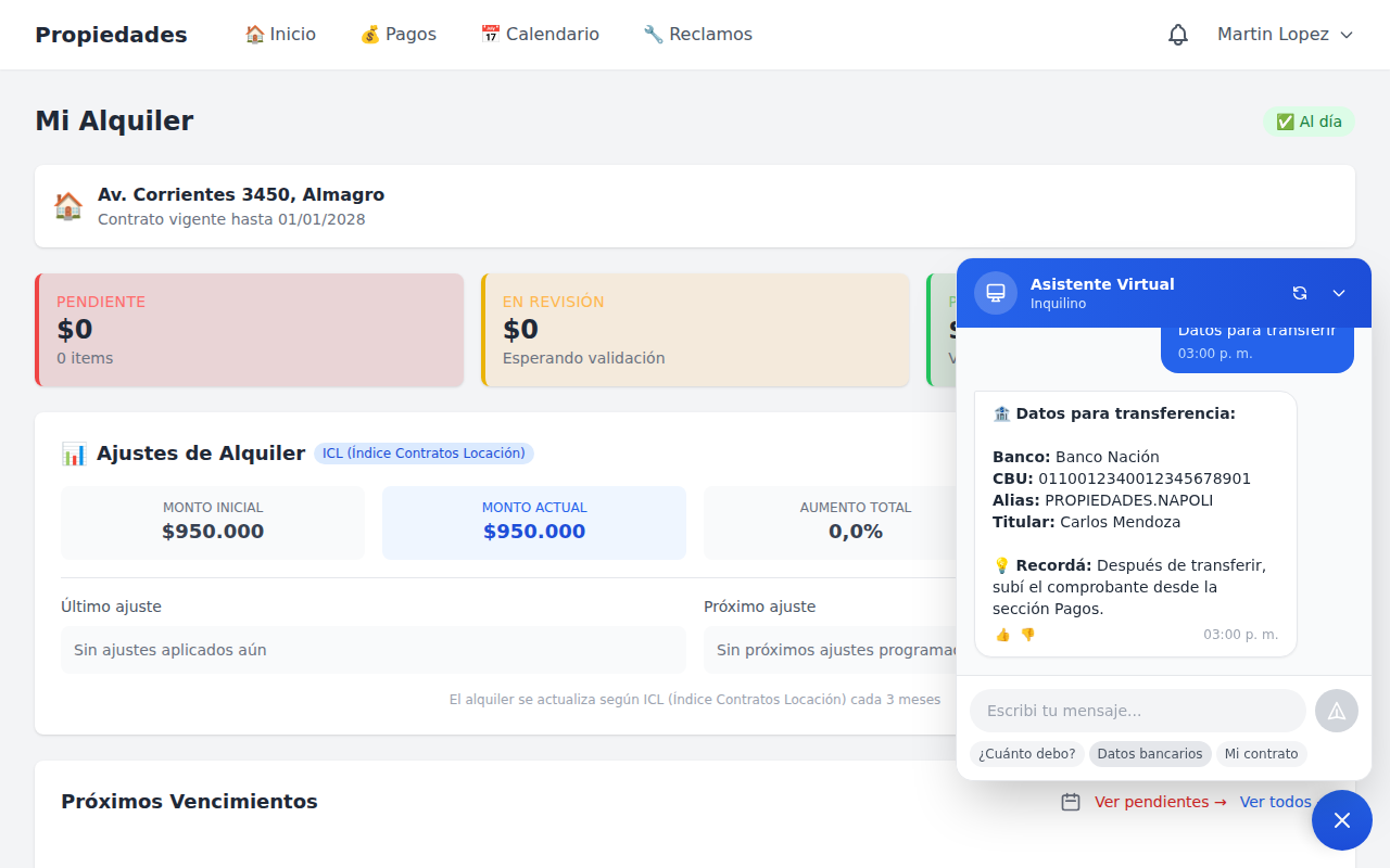 Chatbot muestra datos bancarios